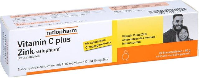 ratiopharm Vitamin C und Zink Brausetabletten mit Ascorbinsäure 20 Stück – Bild 1 von 1