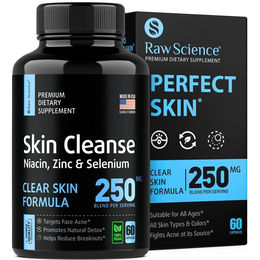 Raw Science Skin Cleanse 250mg Clear Skin Formula Nahrungsergänzungsmittel für Erwachsene 60 Kapseln – Bild 1 von 4