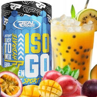 Produktbild von Real Pharm ISO GO Isotonischer Kohlenhydrat-Vitamin-Drink Pulver Mango-Passionsfrucht 600 g