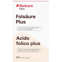 Produktbild von Redcare Fem Folsäure Plus Kapseln Vegan und Glutenfrei für Frauen, Schwangere und Stillende