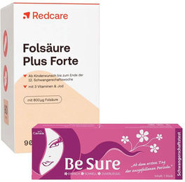 Redcare Folsäure Plus Forte Kapseln für Schwangere und Stillende sowie Be Sure Schwangerschaftstest – Bild 1 von 1