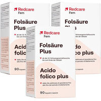 Produktbild von Redcare Folsäure Plus Kapseln vegan und glutenfrei für Schwangere und Stillende