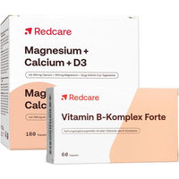 Produktbild von Redcare Magnesium Calcium D3 Vitamin B-Komplex Forte Kapseln ohne Zusatzstoffe 240 Stück