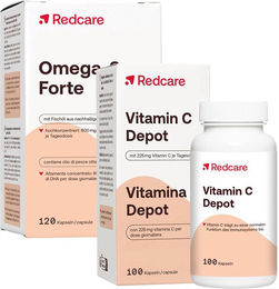 Redcare Omega-3 Forte Kapseln und Redcare Vitamin C Ascorbinsäure Kapseln Set – Bild 1 von 1