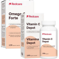 Produktbild von Redcare Omega-3 Forte Kapseln und Redcare Vitamin C Ascorbinsäure Kapseln Set