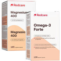 Produktbild von Redcare Omega-3 Forte und Magnesium 400 Kapseln Set vegan und laktosefrei
