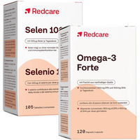 Produktbild von Redcare Omega-3 Forte und Redcare Selen Kombinationspaket mit Kapseln vegan und vegetarisch