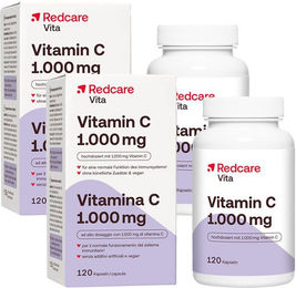 Redcare Vita Vitamin C Ascorbinsäure hochdosiert Kapseln ohne Zusatzstoffe 240 Stück – Bild 1 von 1