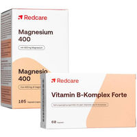 Produktbild von Redcare Vitamin B-Komplex Forte und Magnesium 400 Kapseln vegan laktosefrei ohne Gelatine