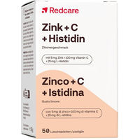 Produktbild von RedCare Zink, Vitamin C und Histidin Lutschtabletten vegan und zuckerfrei für Erwachsene