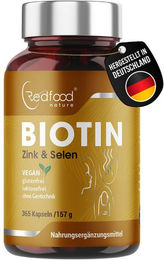 Redfood Biotin Zink Selen Kombination vegan ohne Zusatzstoffe 365 Kapseln – Bild 1 von 3