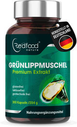 Redfood Grünlippmuschel Kapseln hoch konzentriert glutenfrei und laktosefrei 300 Stück – Bild 1 von 2