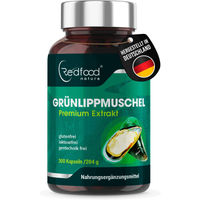 Produktbild von Redfood Grünlippmuschel Kapseln hoch konzentriert glutenfrei und laktosefrei 300 Stück