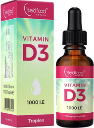 Redfood Vitamin D3 Tropfen 1000 IE für Kinder, Männer, Frauen und Senioren – Bild 1 von 1