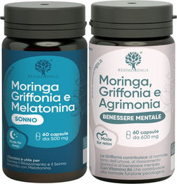 RedMoringa Griffonia und Melatonin 2-Produkt-Set mit 120 Kapseln Bio vegan glutenfrei laktosefrei – Bild 1 von 4