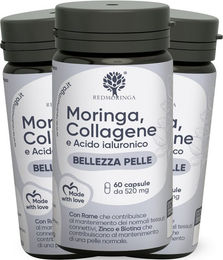 RedMoringa Kollagen Hyaluron mit Vitamin C und Bio Moringa Kapseln 180 Stück bio glutenfrei laktosefrei – Bild 1 von 4