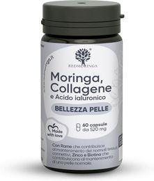 RedMoringa Kollagen Hyaluron mit Vitamin C und Bio Moringa Kapseln 60 Stück bio glutenfrei laktosefrei – Bild 1 von 3