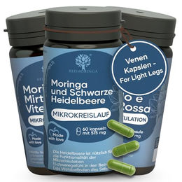 RedMoringa Venen Kapseln mit Bio Moringa, Heidelbeerextrakt und Rotweinlaub, vegan, 180 Kapseln – Bild 1 von 7