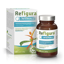 Refigura Intervall Kapseln mit Glucomannan, Zink, Kupfer, Grüntee und Ingwer, vegan, 160 Kapseln – Bild 1 von 3