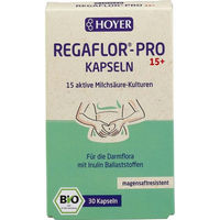 Produktbild von REGAFLOR®-PRO 15+ Kapseln von Hoyer GmbH vegan laktosefrei glutenfrei bio ohne Gelatine für Erwachsene