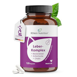 Rhein Nutrition Leber Komplex Mariendistel mit Artischocke und Cholin Kapseln vegan 120 Stück – Bild 1 von 4
