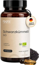 roots Naturals BIO Schwarzkümmelöl Kapseln vegan glutenfrei 150 Stück – Bild 1 von 1