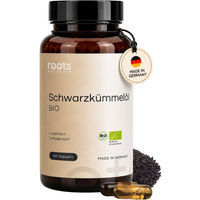 Produktbild von roots Naturals BIO Schwarzkümmelöl Kapseln vegan glutenfrei 150 Stück