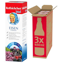 Rotbäckchen Vital Eisen Formel flüssiges Ergänzungsmittel mit Eisen, Vitamin C und B für Erwachsene, 3 x 450 ml, vegan, glutenfrei und laktosefrei – Bild 1 von 6