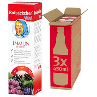 Produktbild von Rotbäckchen Vital Immun Formel Saft für Erwachsene und Kinder, vegan, glutenfrei und laktosefrei, 3 x 450 ml