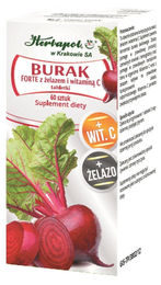 Rote Bete FORTE mit Eisen und Vitamin C von HERBAPOL KRAKAU 60 Tabletten – Bild 1 von 1