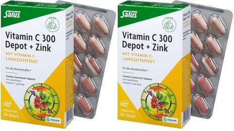 Salus C-300-Depot + Zink Tabletten mit natürlichem Vitamin C aus Acerola und Hagebutte, 60 Stück – Bild 1 von 1