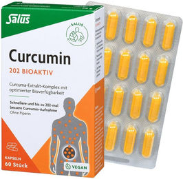 Salus Curcumin 202 Bioaktiv Kapseln mit Curcuma-Extrakt laktosefrei und glutenfrei 60 Kapseln – Bild 1 von 2