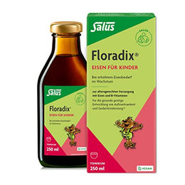 Salus Floradix Eisen Kinder Nahrungsergänzungsmittel mit Frucht- und Pflanzenextrakten, vegan, glutenfrei, laktosefrei, 250 ml – Bild 1 von 7