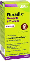 Salus Floradix Eisen plus B-Vitamine Kapseln mit Eisengluconat laktosefrei und glutenfrei für Frauen 40 Stück – Bild 1 von 3
