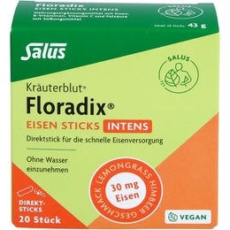Salus Floradix Eisen Sticks intens Pulver 20 Stück vegan glutenfrei laktosefrei – Bild 1 von 1