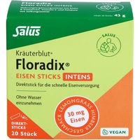 Produktbild von Salus Floradix Eisen Sticks intens Pulver 20 Stück vegan glutenfrei laktosefrei