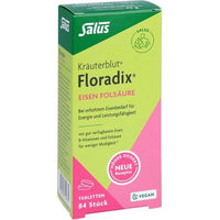 Produktbild von Salus Kräuterblut Floradix Eisen Folsäure Tabletten vegan laktosefrei glutenfrei 84 Stück