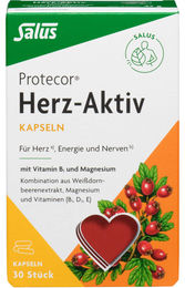 Salus Protecor Herz-Aktiv Kapseln mit Vitamin B1, Magnesium, Vitamin E, Vitamin D3 und Weißdornbeerenextrakt, zuckerfrei, 30 Stück – Bild 1 von 5