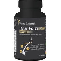 Produktbild von SanaExpert Haar Forte Gold Pro Man Kapseln für Männer mit Kräuter-Komplex aus Perlhirseextrakt, Schwarzkümmelextrakt und Sägepalm (60 Kapseln)