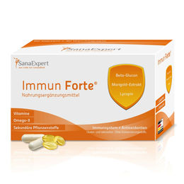 SanaExpert Immun Forte Kapseln mit Omega-3, Vitamin C und Beta-Glucan, 90 Kapseln, glutenfrei und hefefrei – Bild 1 von 3