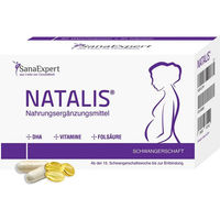 Produktbild von SanaExpert Natalis Kombipräparat mit Quatrefolic Folsäure und DHA in Kapseln für Schwangere und Stillende, vegetarisch, laktosefrei und glutenfrei