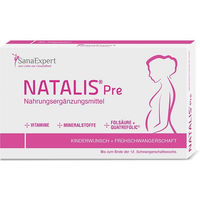 Produktbild von SanaExpert Natalis Pre Kapseln mit Quatrefolic Folsäure, Vitaminen und Mineralstoffen für Schwangere und Stillende, vegetarisch, glutenfrei und laktosefrei