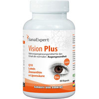 Produktbild von SanaExpert Vision Plus Kapseln mit Tagetes-Extrakt, Lutein, Zeaxanthin, Q10 und Vitamin A, glutenfrei und laktosefrei