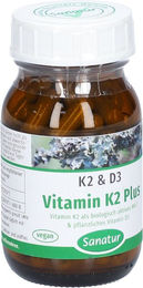 Sanatur Vitamin K2 Plus Kapseln vegan glutenfrei laktosefrei zuckerfrei – Bild 1 von 2