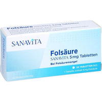 Produktbild von Sanavita Folsäure 5 mg Tabletten für Schwangere und Stillende 50 Stück