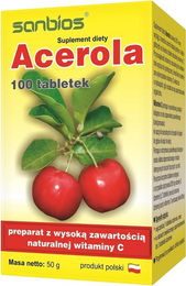 SANBIOS Acerola Tabletten mit Hagebutte pflanzlicher Ursprung 100 Stück – Bild 1 von 1