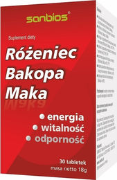 SANBIOS Kräuter-Komplex Rhodiola, Bakopa und Maka 30 Tabletten – Bild 1 von 1