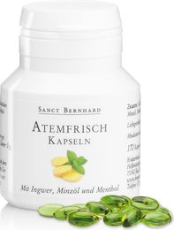 Sanct Bernhard Atemfrisch-Kapseln mit Ingwer, Minzöl und Menthol, 170 Kapseln – Bild 1 von 3