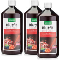 Produktbild von Sanct Bernhard Blutfit Eisen-Elixier mit Eisen-Gluconat, flüssig, vegan, laktosefrei, glutenfrei und alkoholfrei, für Frauen, Schwangere, Stillende und Kinder