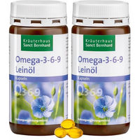 Produktbild von Sanct Bernhard Omega-3-6-9 Leinöl-Kapseln Bio 360 Stück
